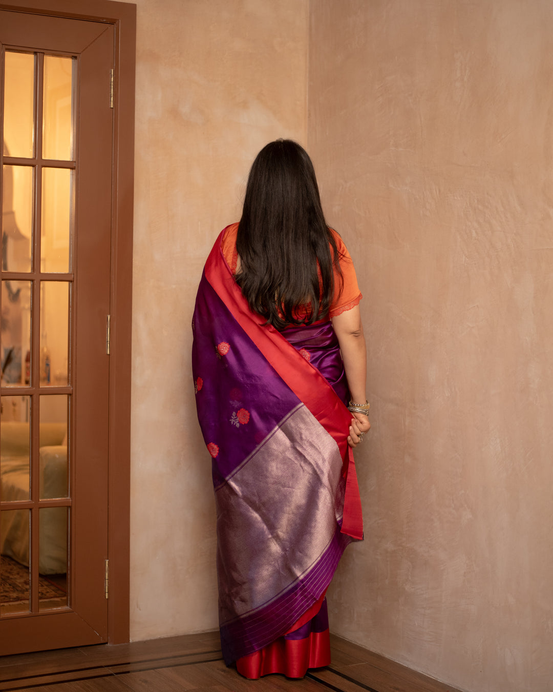 Shyamali - Purple Silk Chanderi Saree