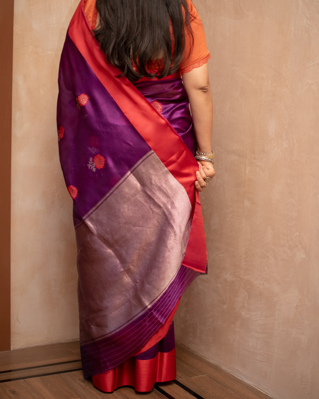 Shyamali - Purple Silk Chanderi Saree