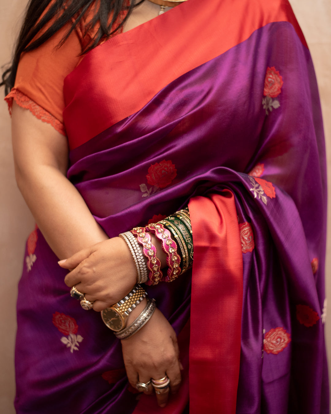 Shyamali - Purple Silk Chanderi Saree