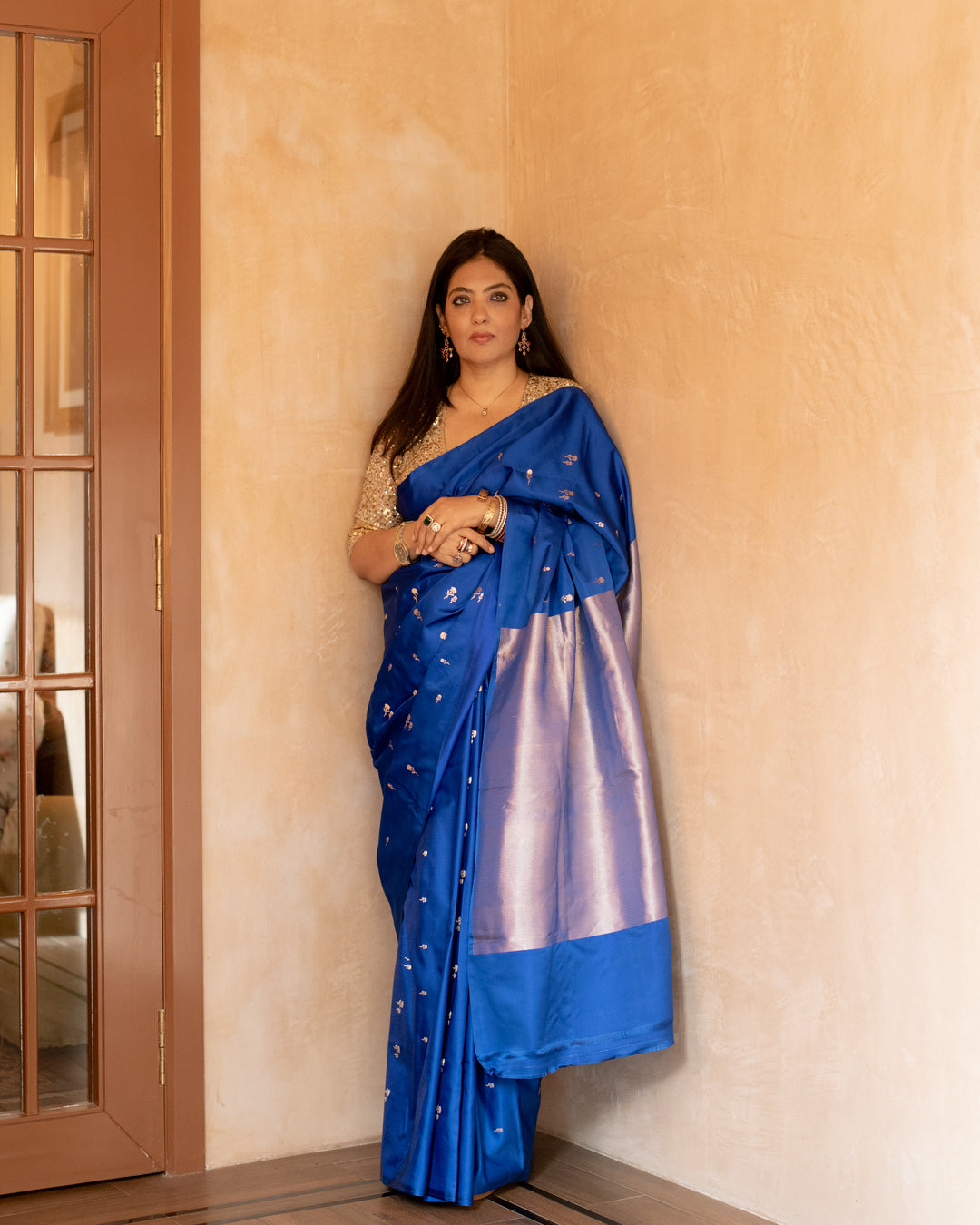 Ishani - Blue Silk Mashroo Banarasi Saree