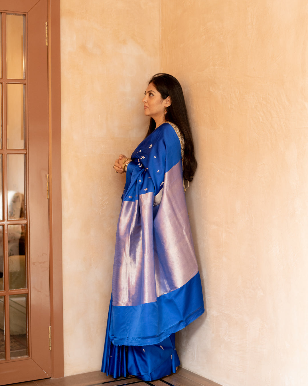 Ishani - Blue Silk Mashroo Banarasi Saree