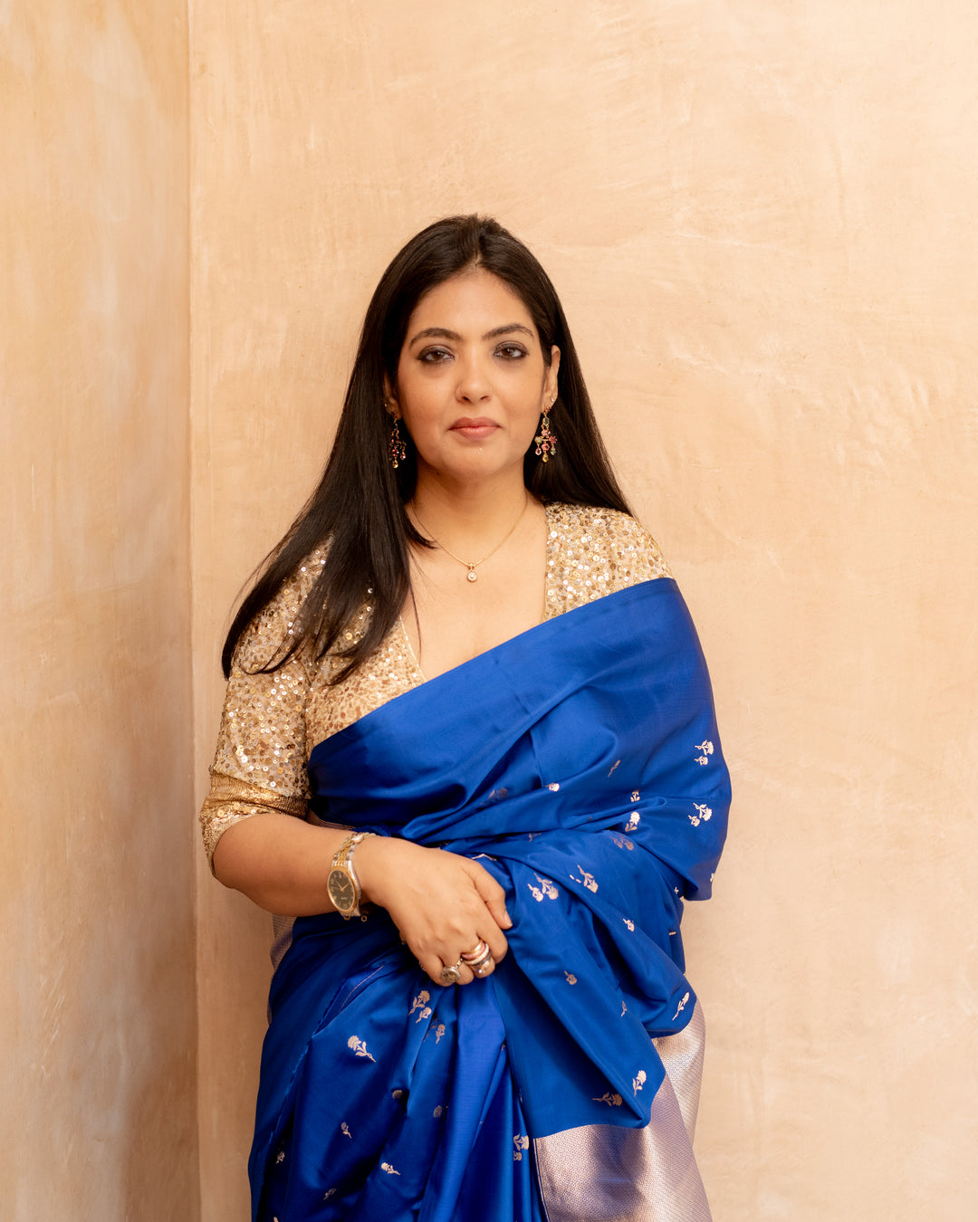 Ishani - Blue Silk Mashroo Banarasi Saree