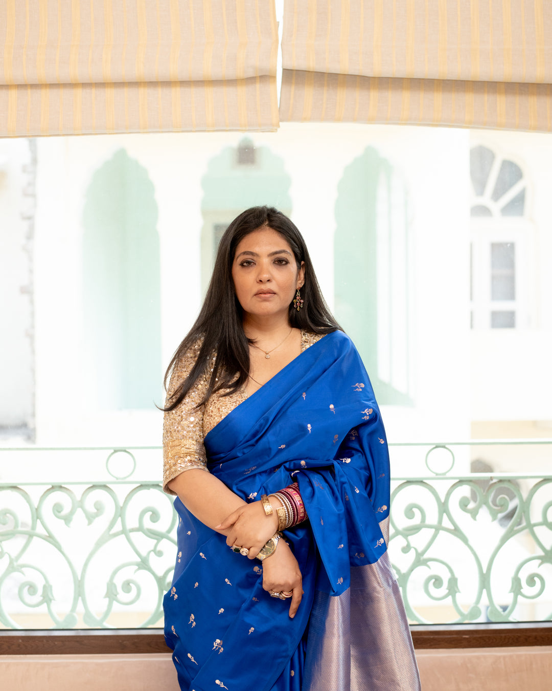 Ishani - Blue Silk Mashroo Banarasi Saree