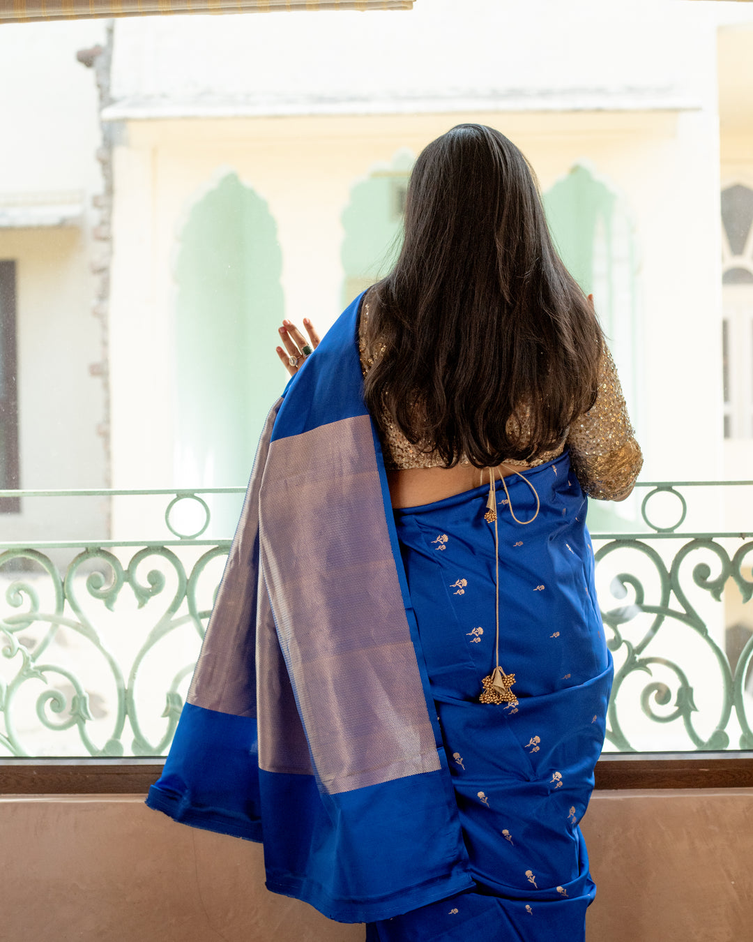 Ishani - Blue Silk Mashroo Banarasi Saree