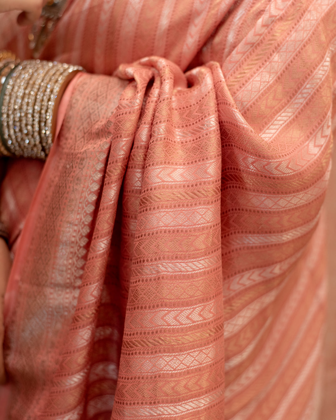 Vasanti - Coral Georgette Silk Banarasi Saree