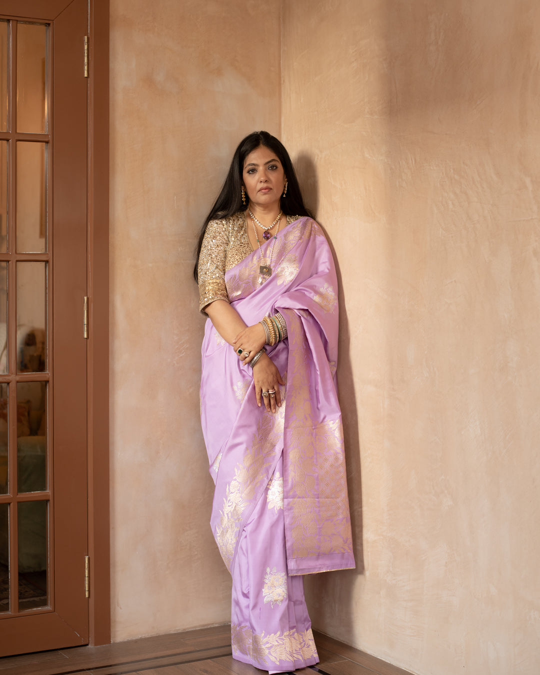 Mridani - Lavender Silk Katan Banarasi Saree
