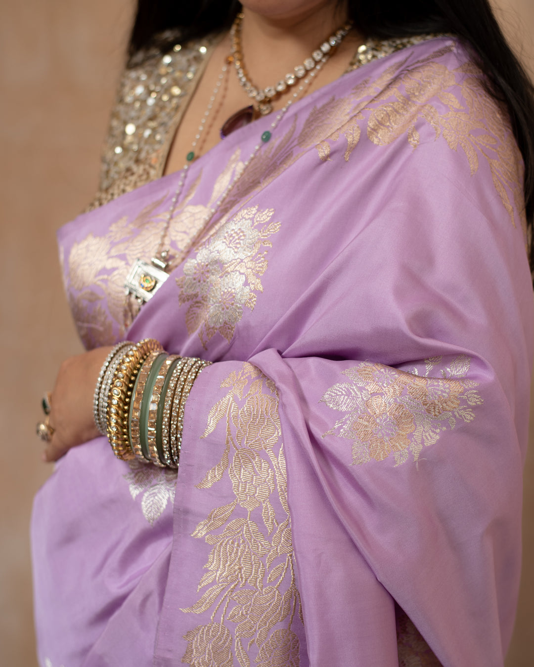 Mridani - Lavender Silk Katan Banarasi Saree