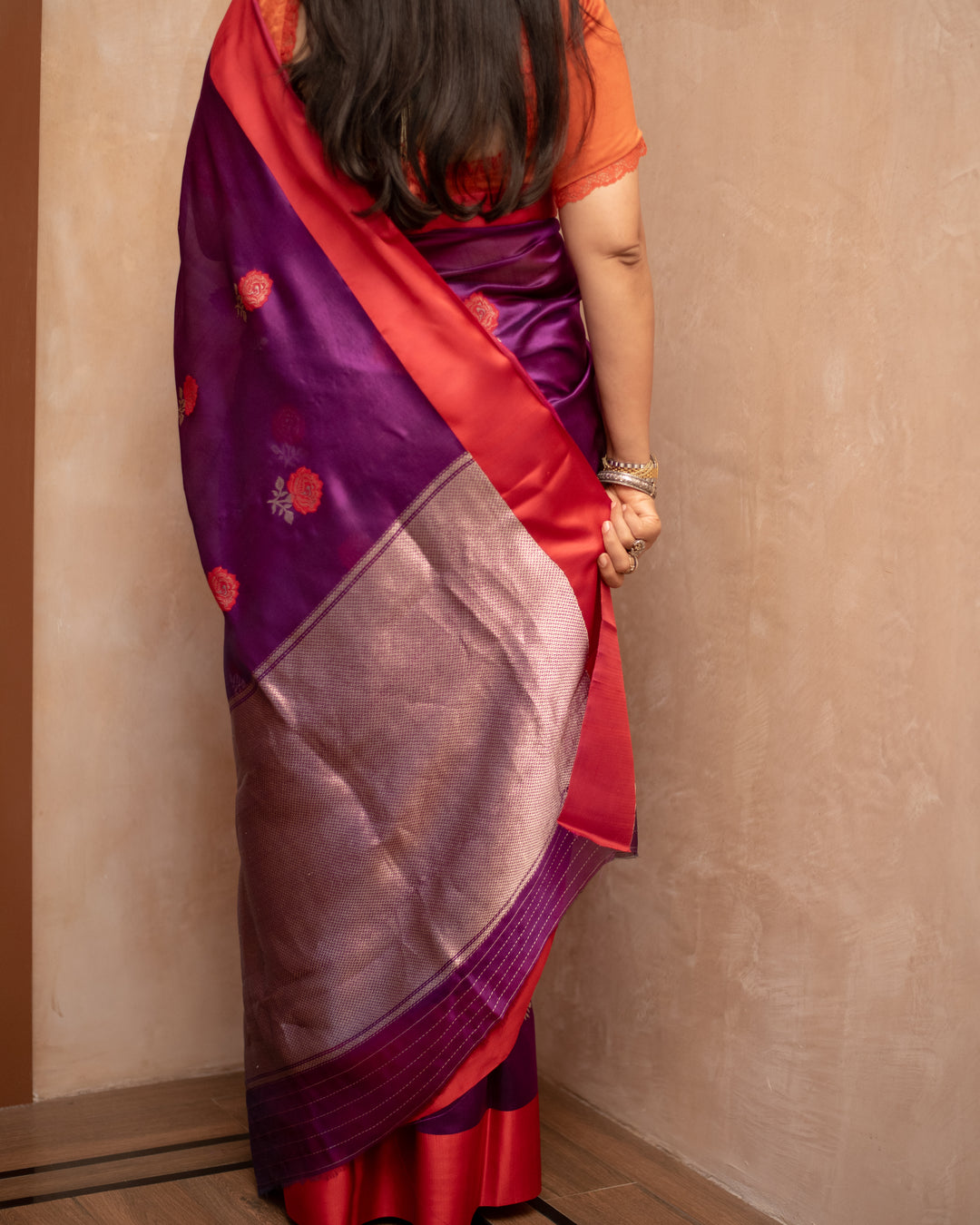 Shyamali - Purple Silk Chanderi Saree