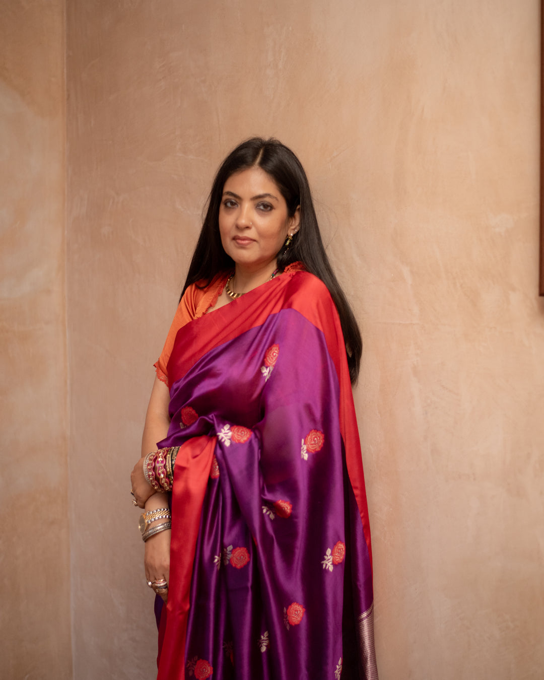 Shyamali - Purple Silk Chanderi Saree