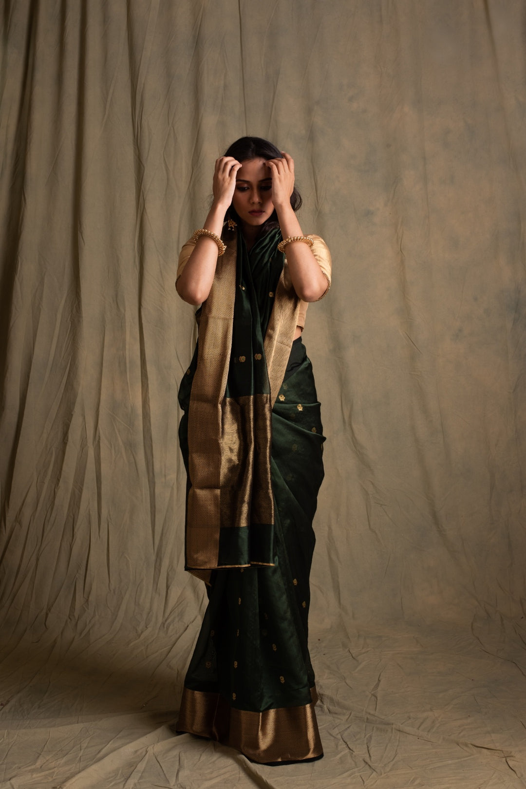 Janaki- Green Silk Chanderi Saree