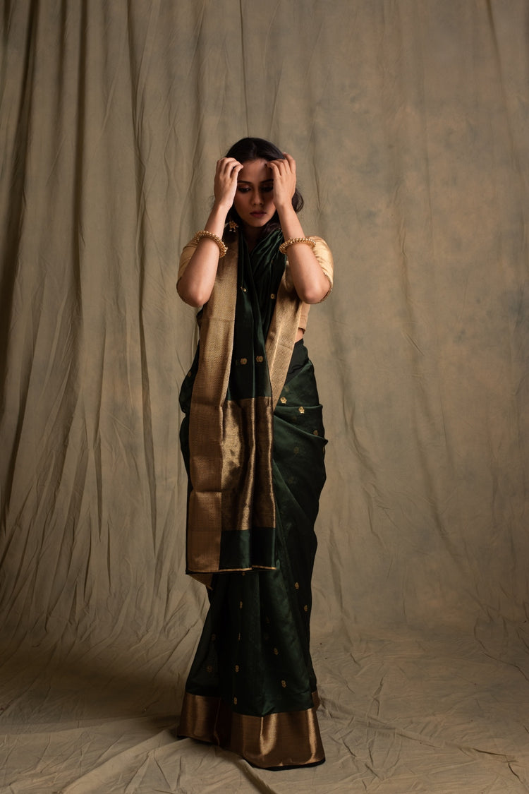 Janaki- Green Silk Chanderi Saree