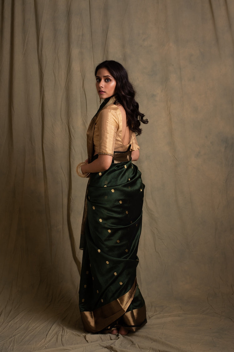 Janaki- Green Silk Chanderi Saree