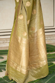 Rena Green- Green Banarasi Silk Tissue Saree