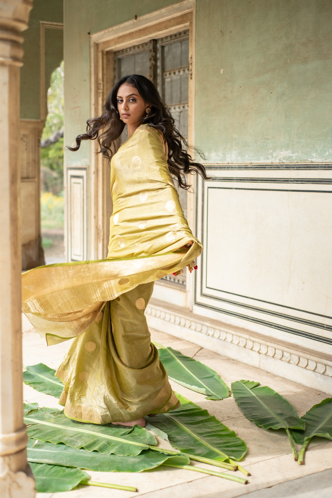 Rena Green- Green Banarasi Silk Tissue Saree