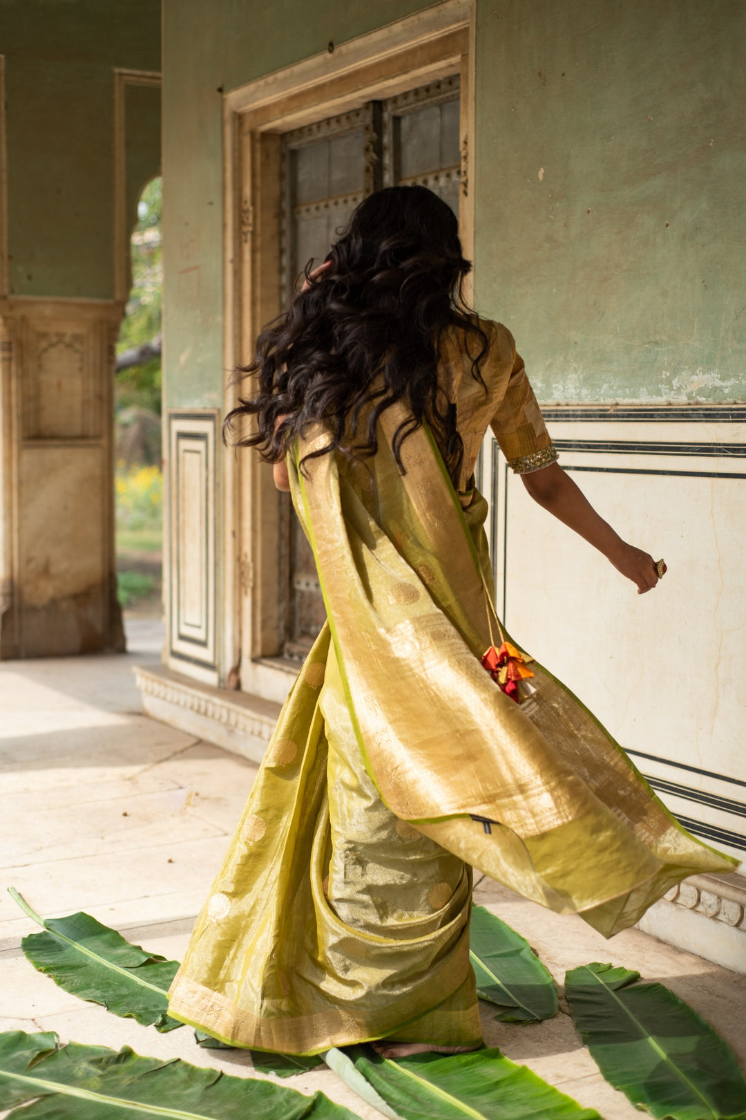 Rena Green- Green Banarasi Silk Tissue Saree