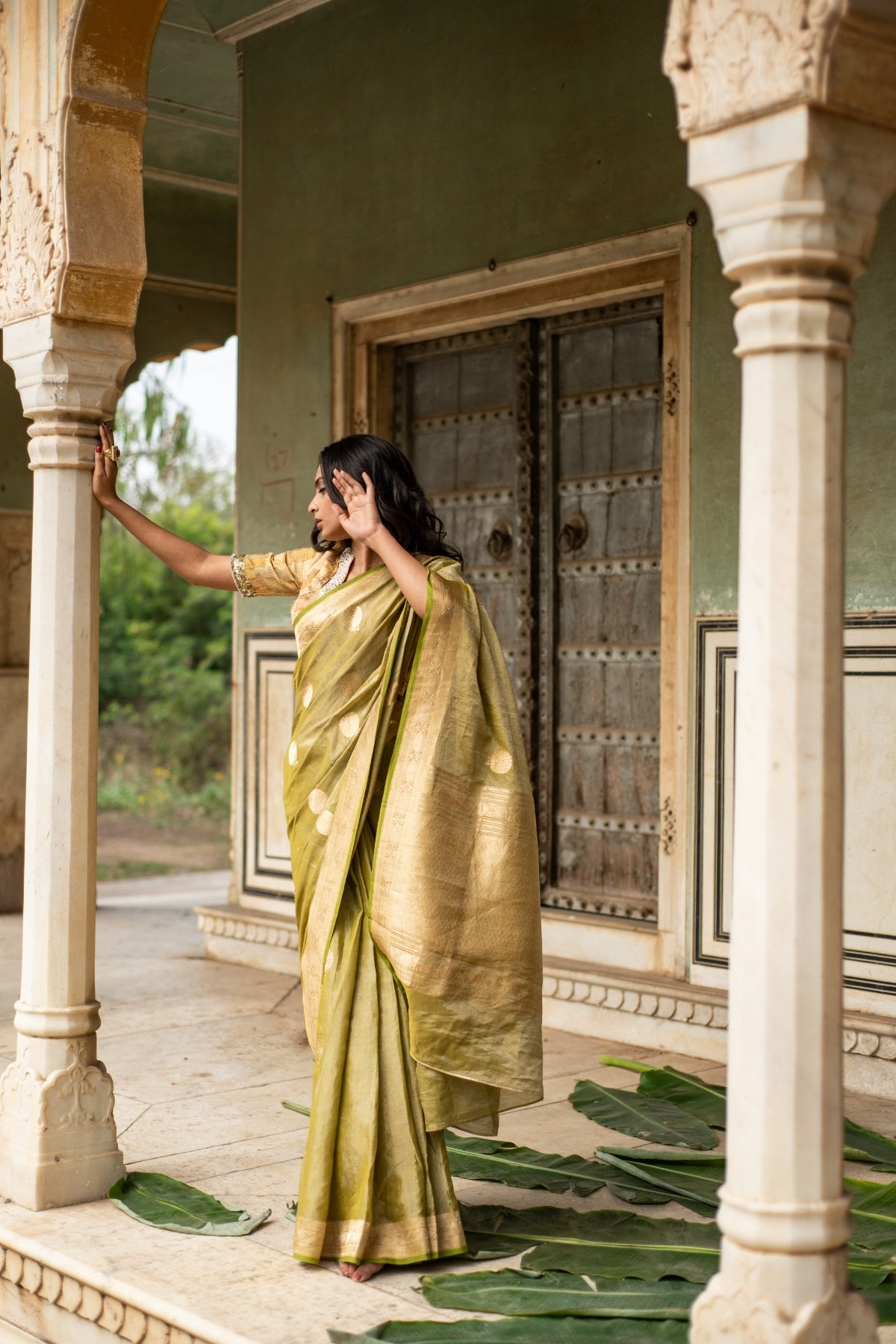 Rena Green- Green Banarasi Silk Tissue Saree