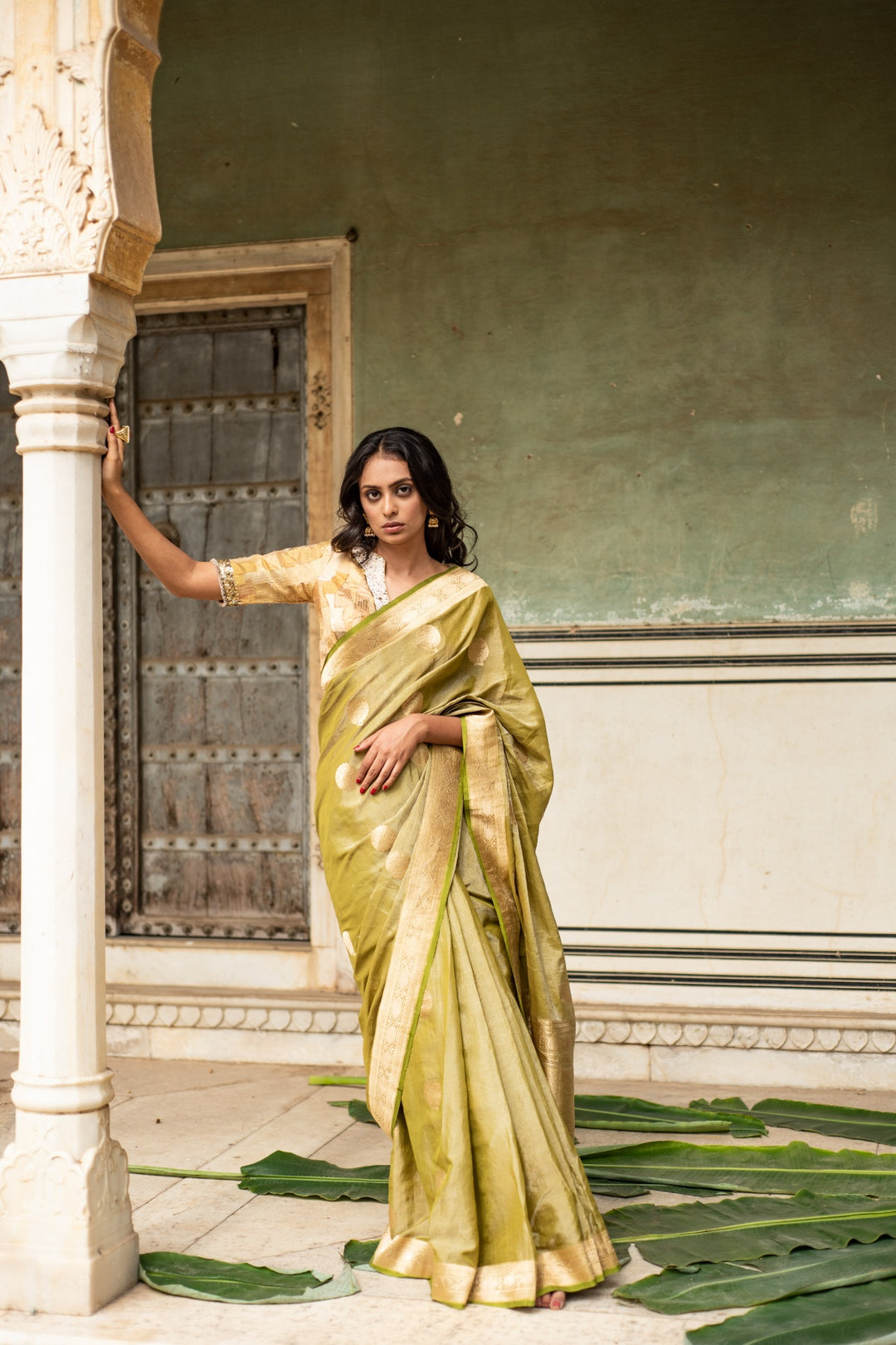 Rena Green- Green Banarasi Silk Tissue Saree