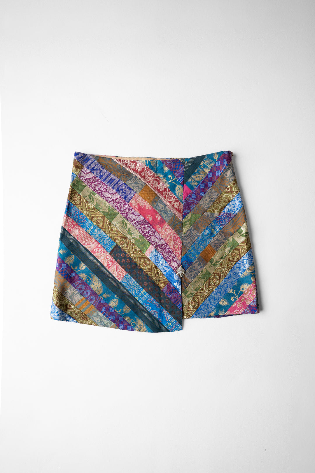 Dhara - Multicolor Silk Brocade Upcycled Patchwork Mini Skirt