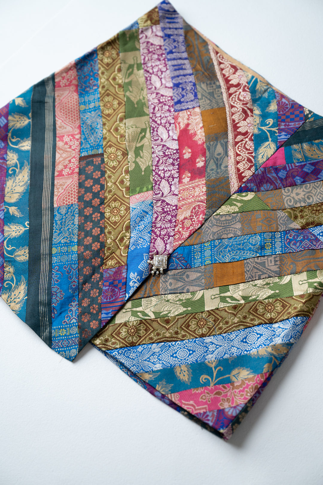 Dhara - Multicolor Silk Brocade Upcycled Patchwork Mini Skirt