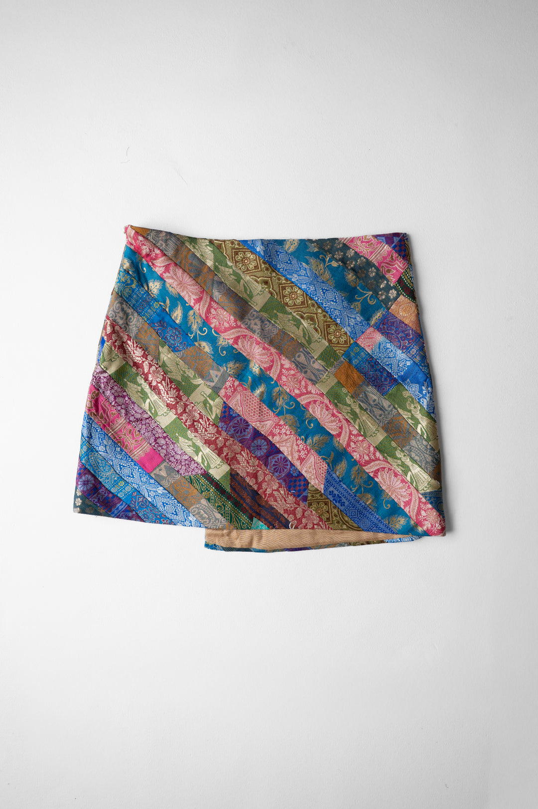 Dhara - Multicolor Silk Brocade Upcycled Patchwork Mini Skirt