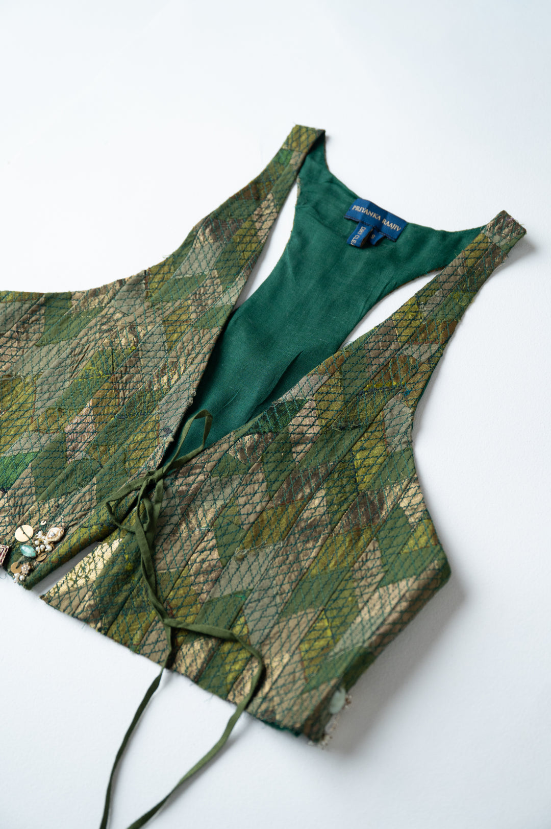 Parma - Olive Upcycled Patchwork Gilet