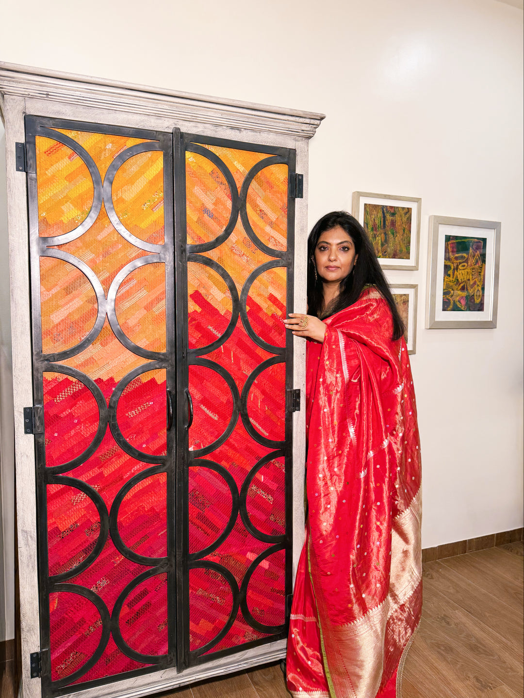 Manasa - Red Silk Tissue Banarasi Brocade Saree