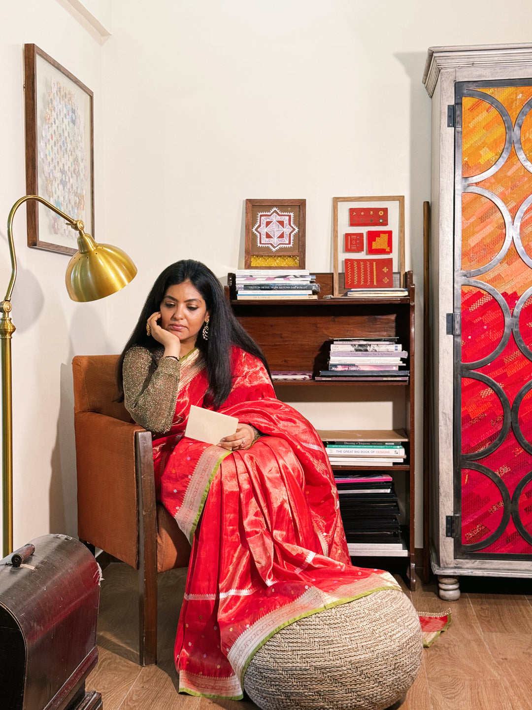 Manasa - Red Silk Tissue Banarasi Brocade Saree