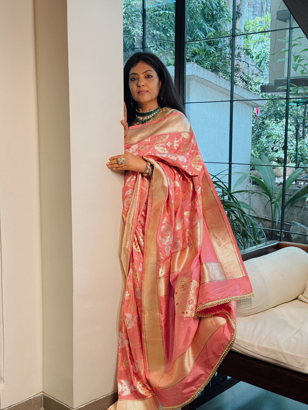 Priyankari - Pink Silk Banarasi Brocade Saree