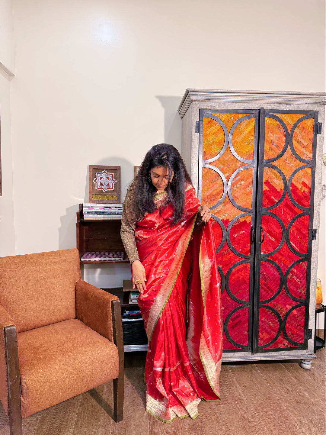 Manasa - Red Silk Tissue Banarasi Brocade Saree