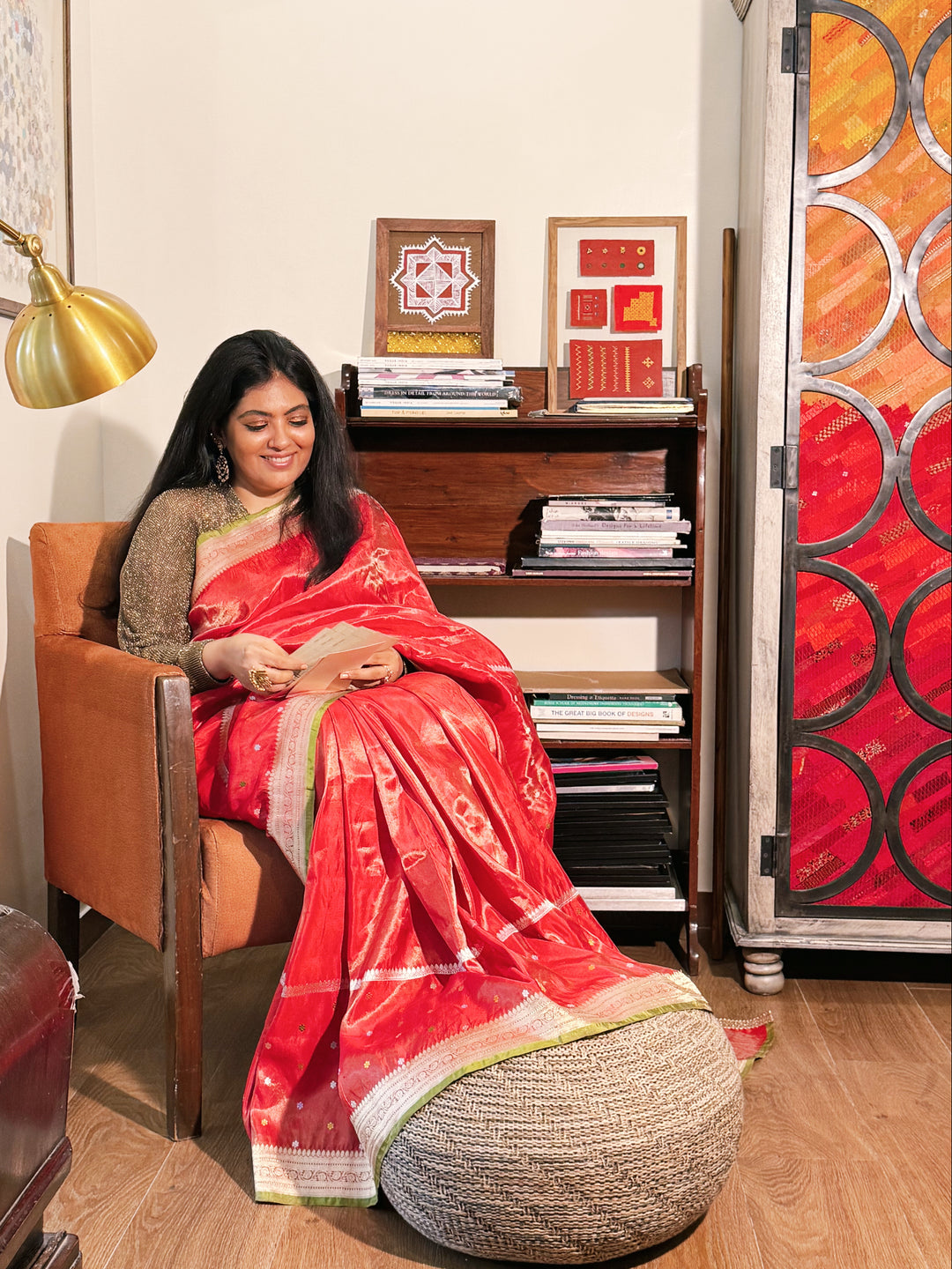 Manasa - Red Silk Tissue Banarasi Brocade Saree