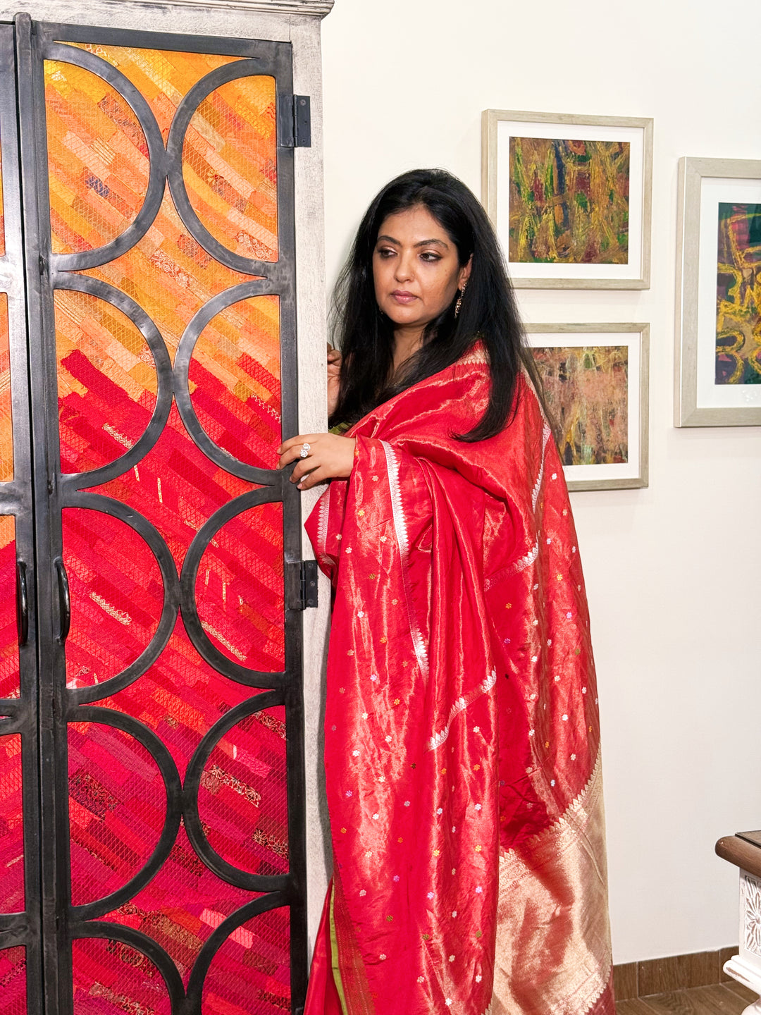 Manasa - Red Silk Tissue Banarasi Brocade Saree