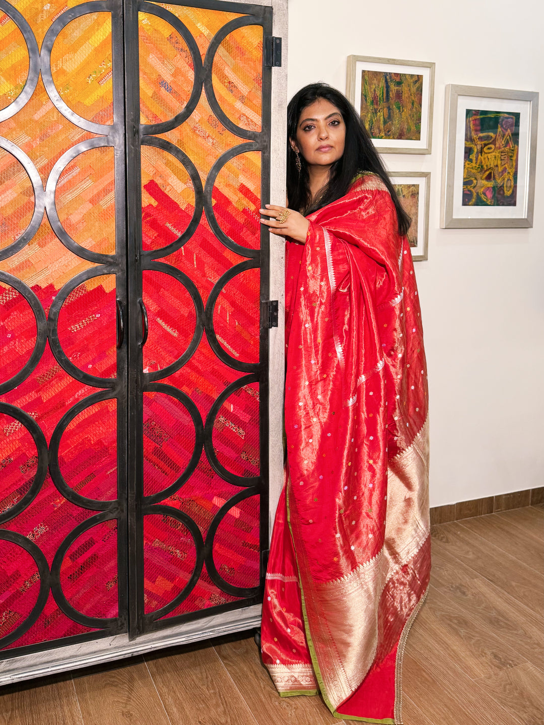 Manasa - Red Silk Tissue Banarasi Brocade Saree