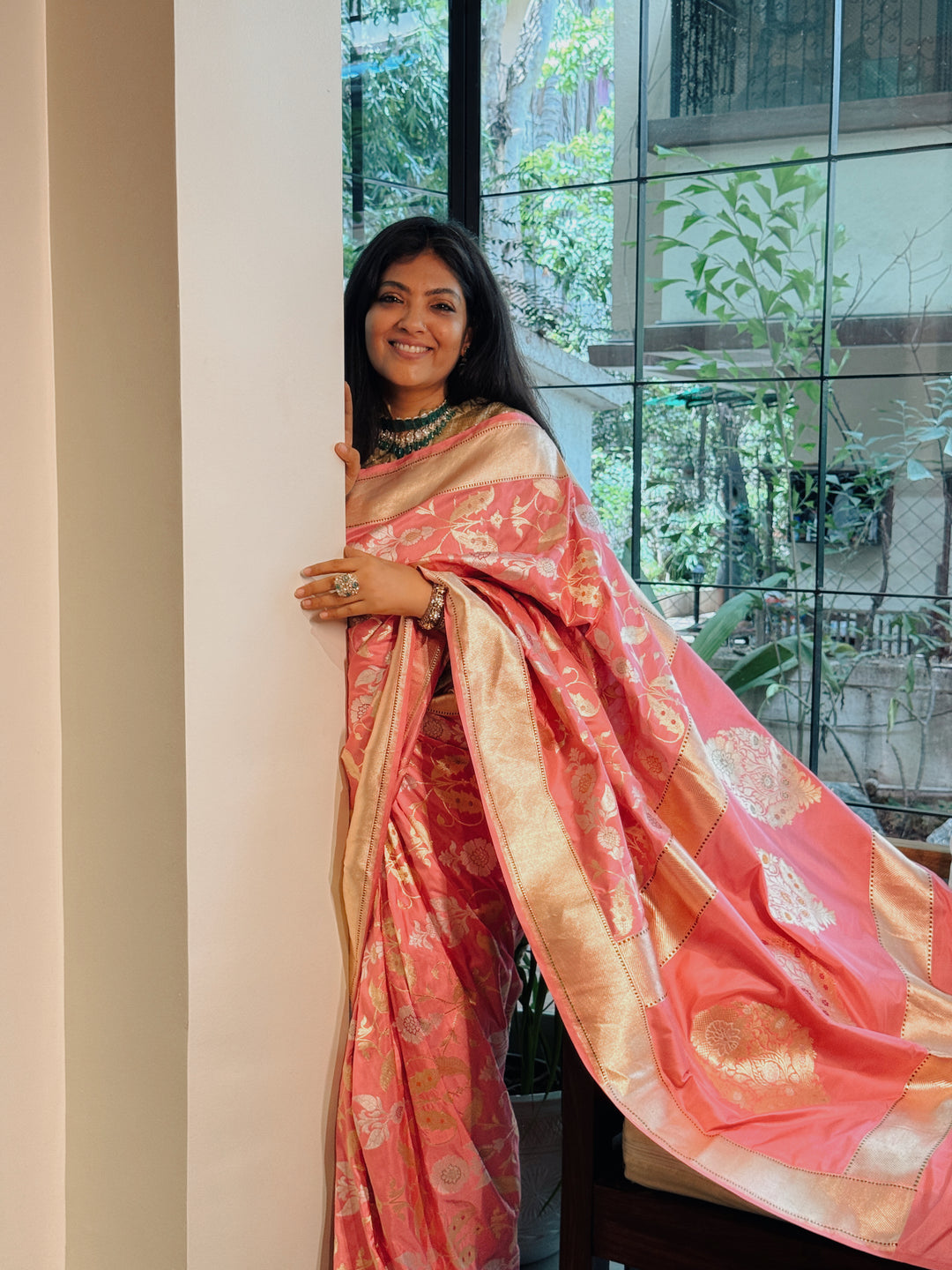 Priyankari - Pink Silk Banarasi Brocade Saree