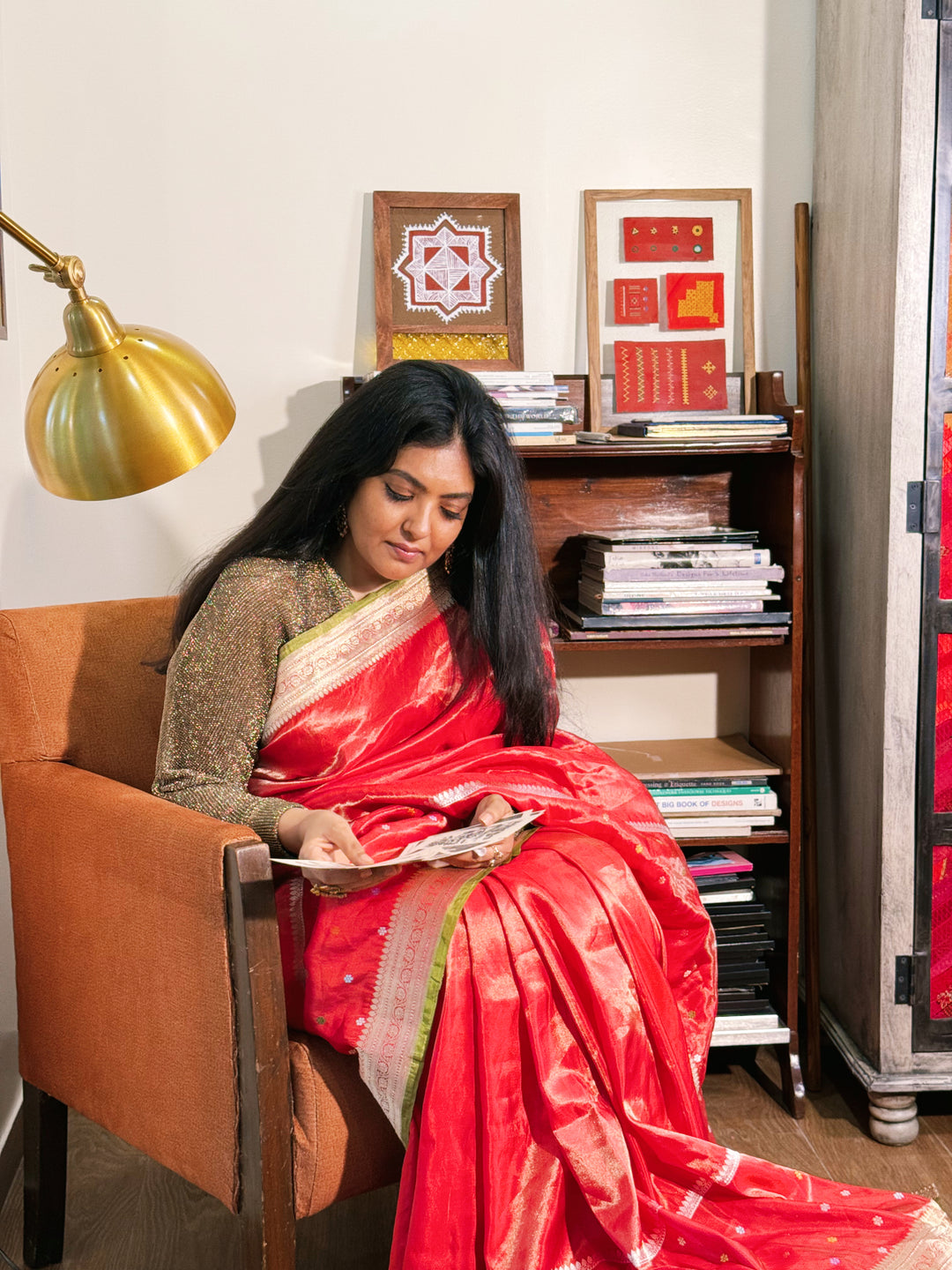 Manasa - Red Silk Tissue Banarasi Brocade Saree