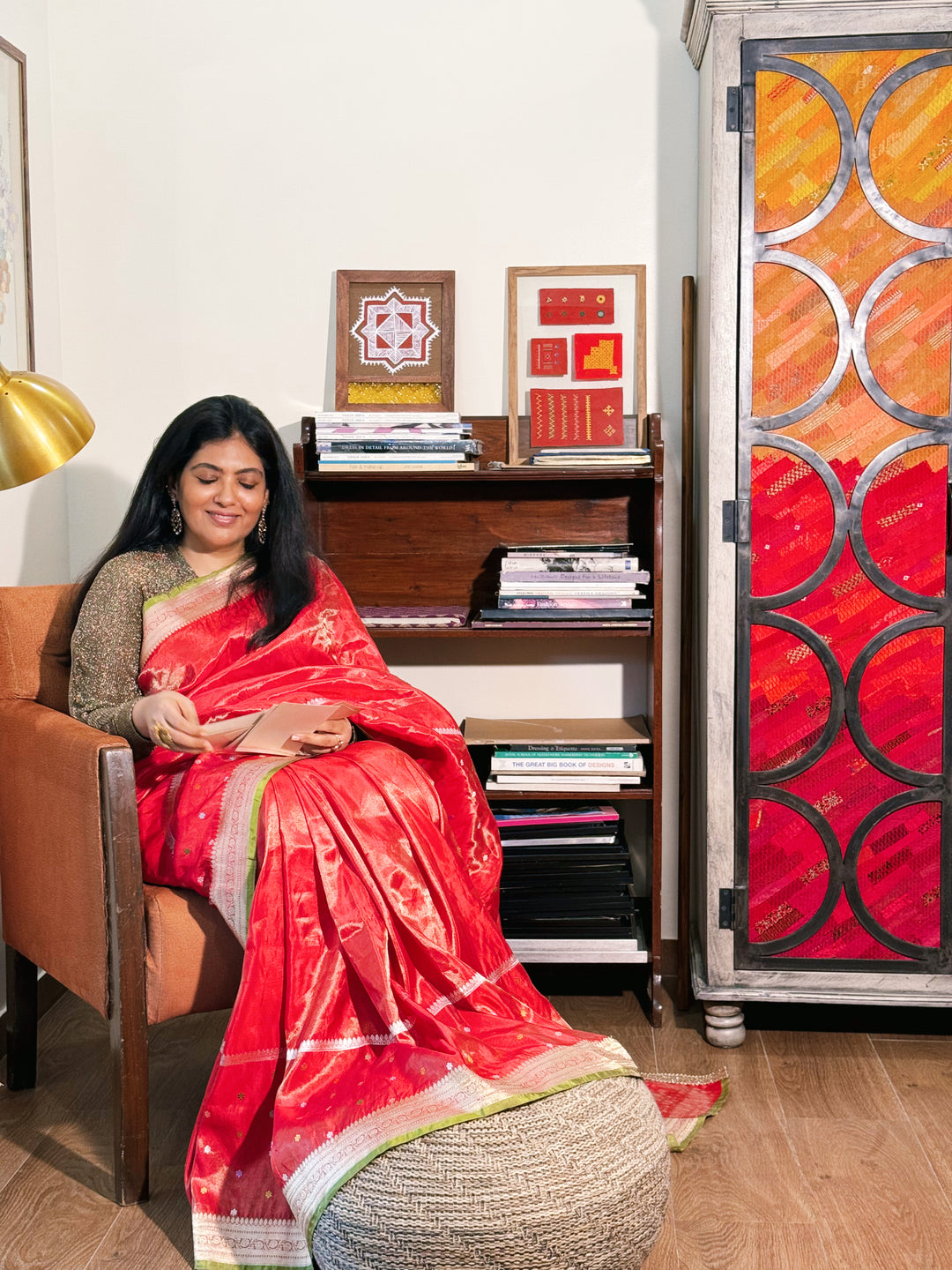 Manasa - Red Silk Tissue Banarasi Brocade Saree