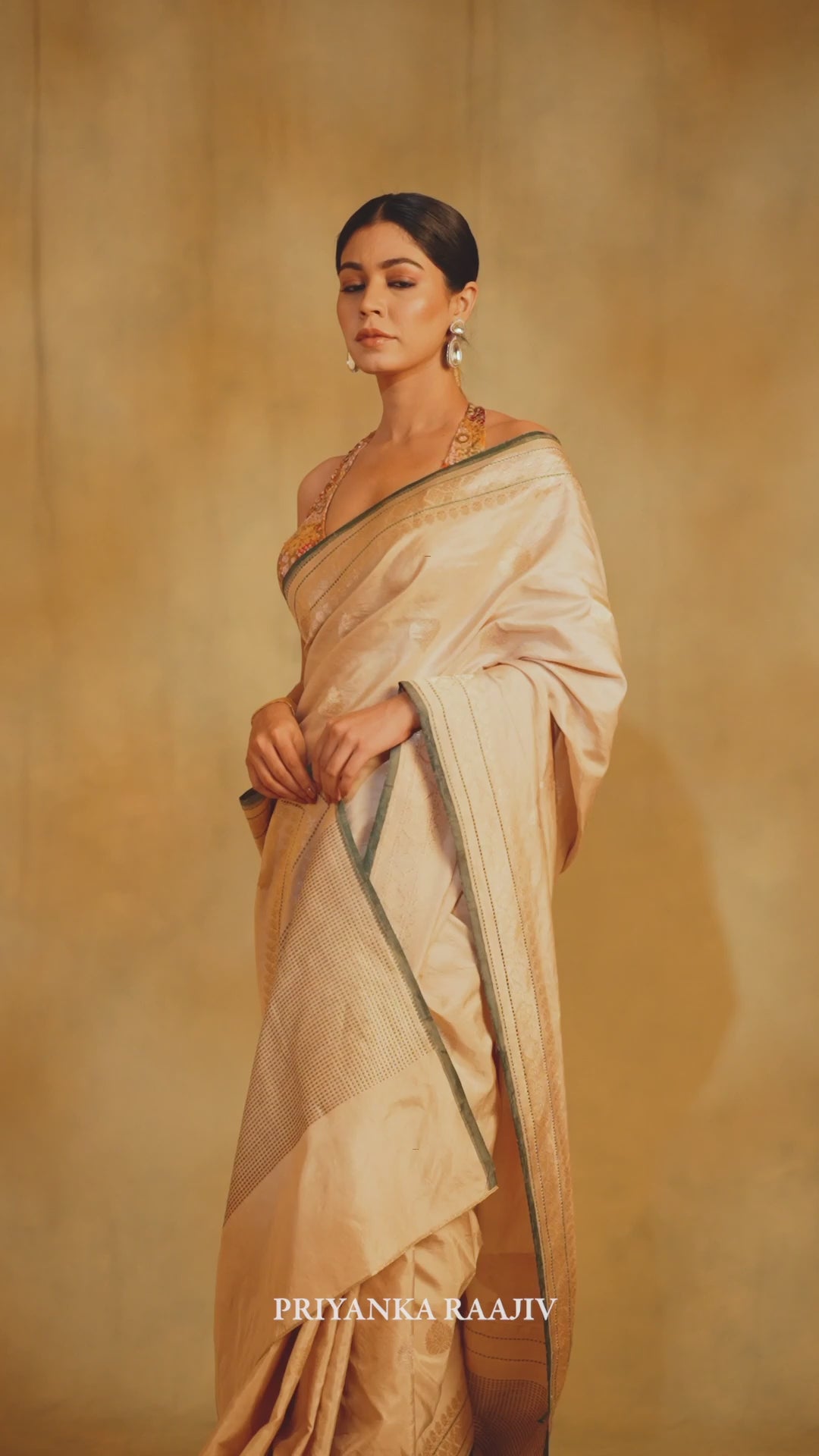 Arshiya- Beige Silk Brocade Saree