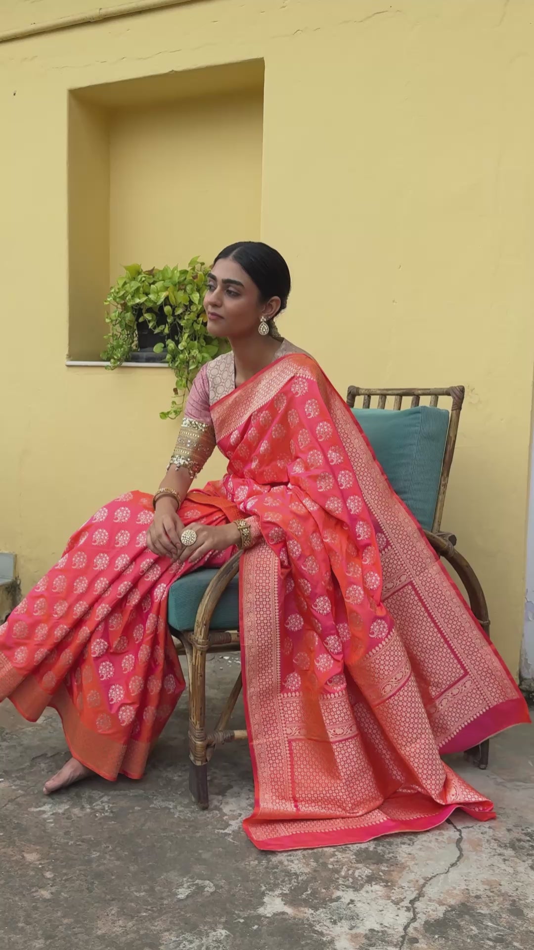 Parakasha - Orange Silk Banarasi Saree