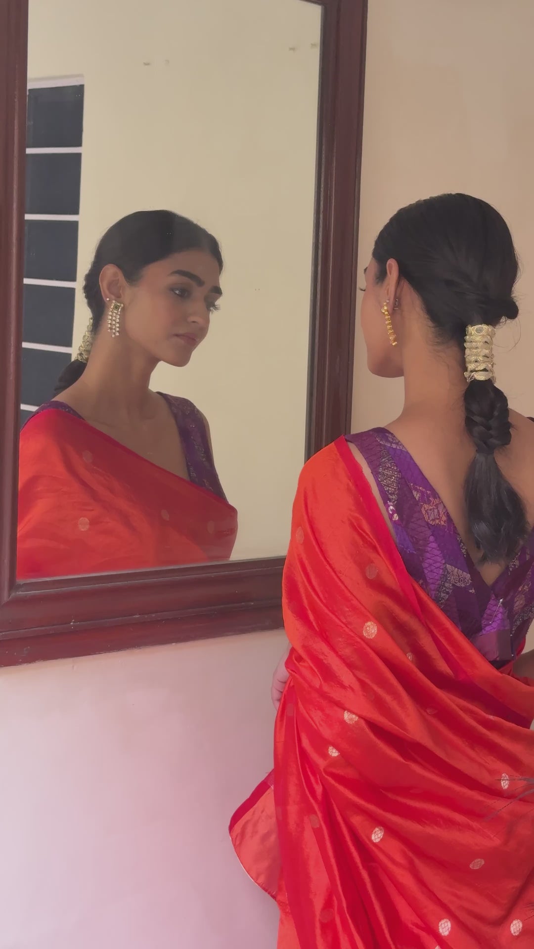 Triya - Orange Silk Chanderi Saree