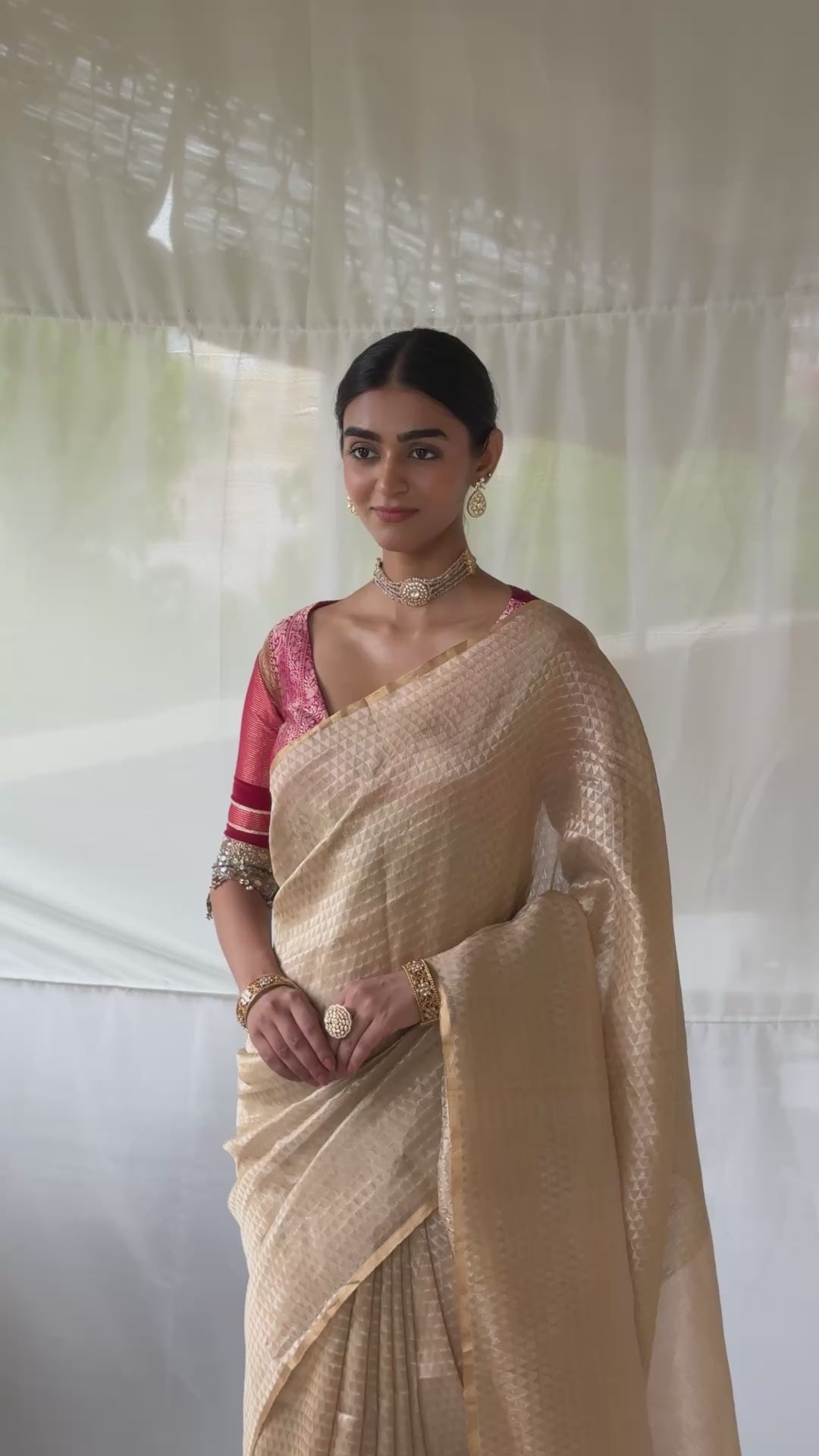 Jiera - Blush Silk Chanderi Saree