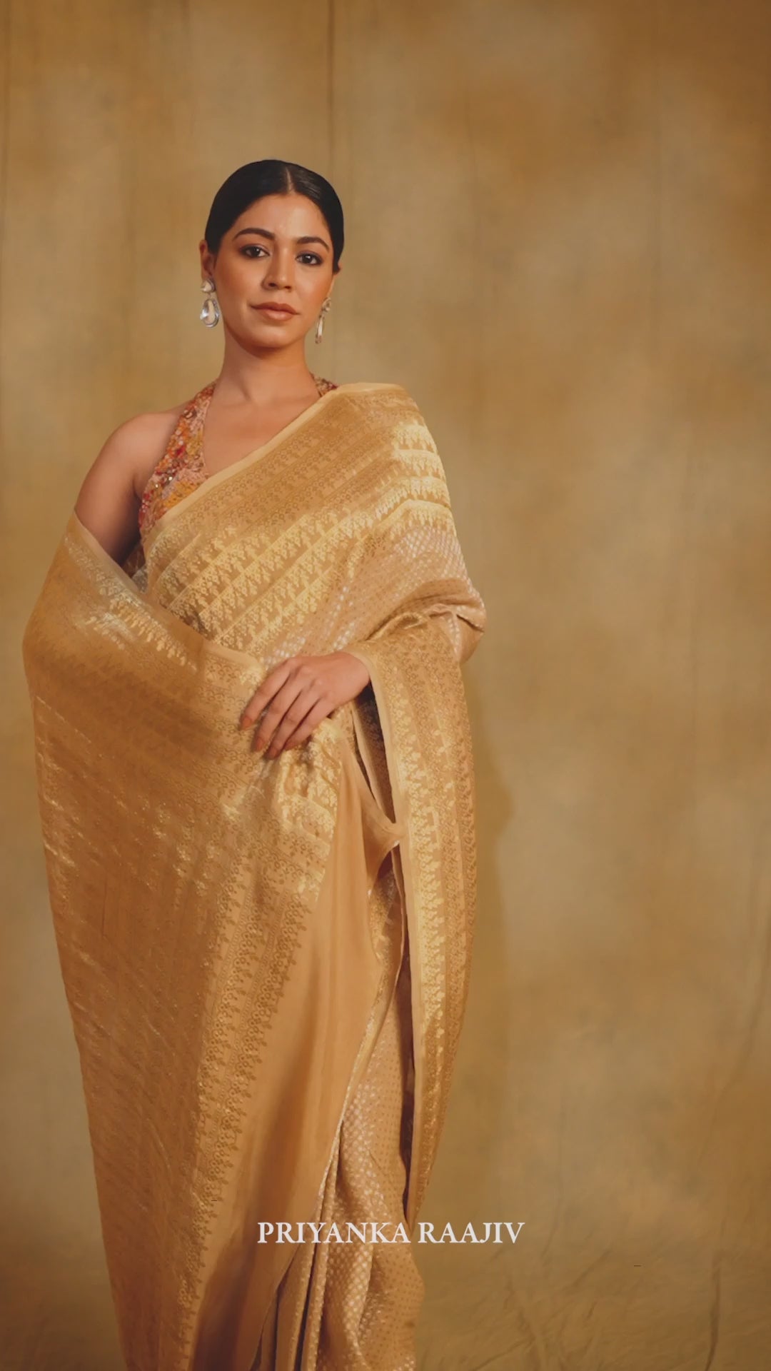 Ganga- Beige Silk Georgette Banarasi Saree