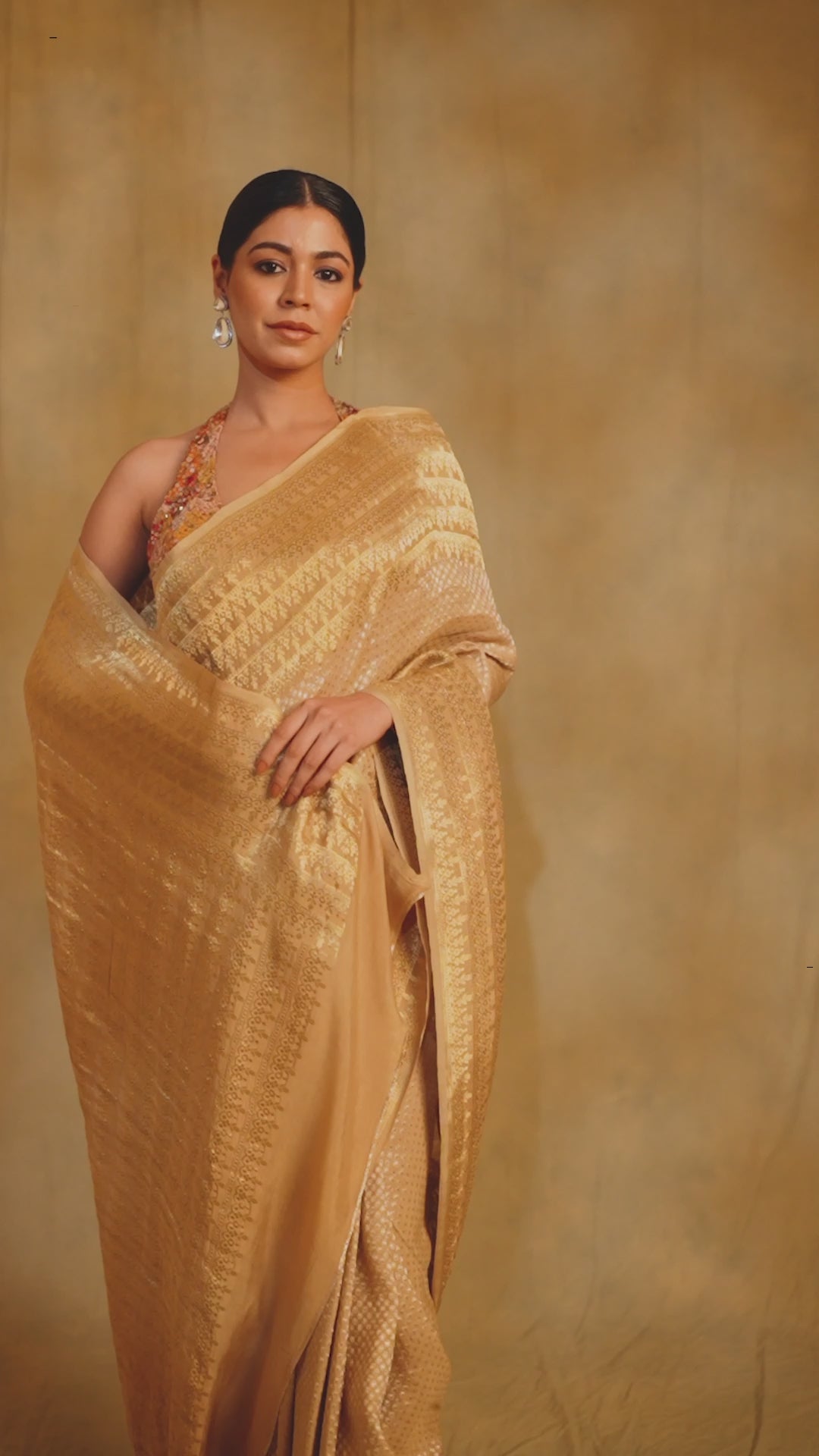 Ganga- Beige Silk Georgette Banarasi Saree