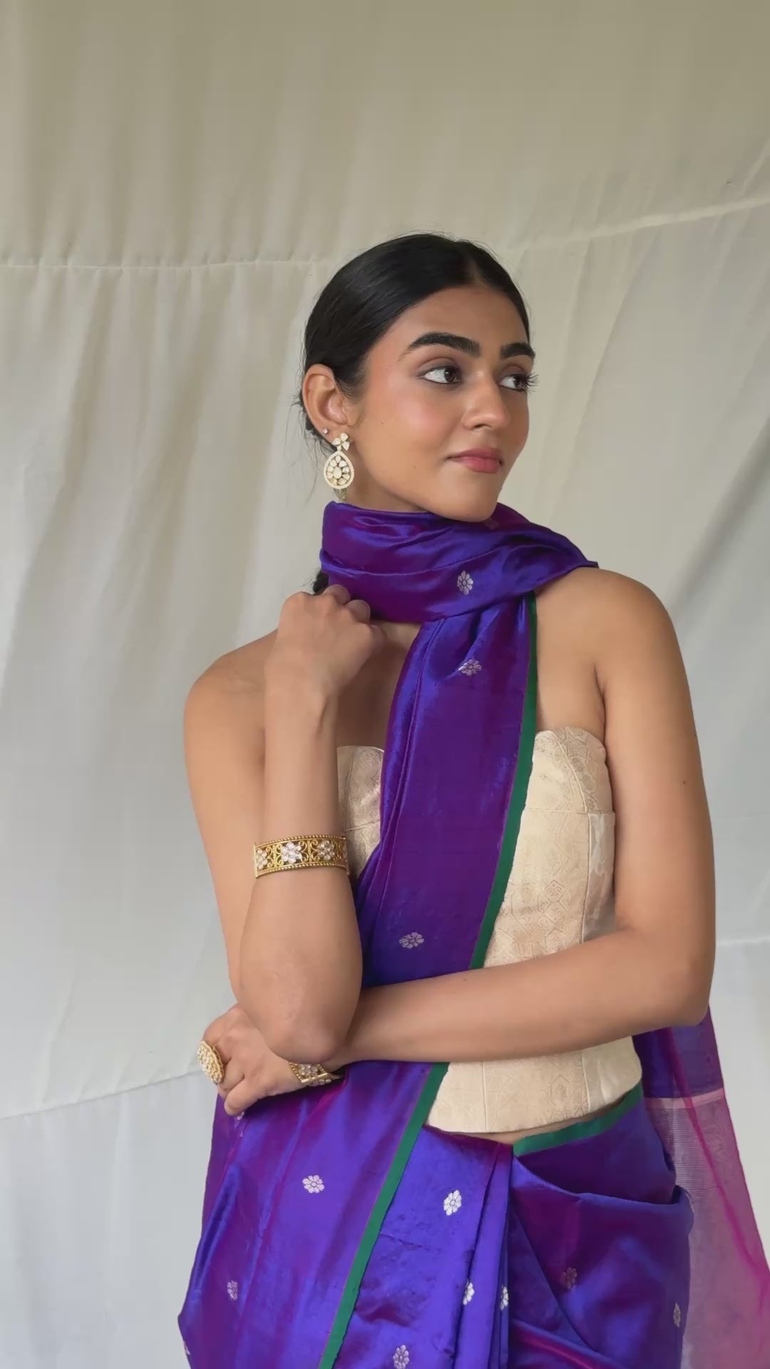 Triya - Purple Silk Chanderi Saree
