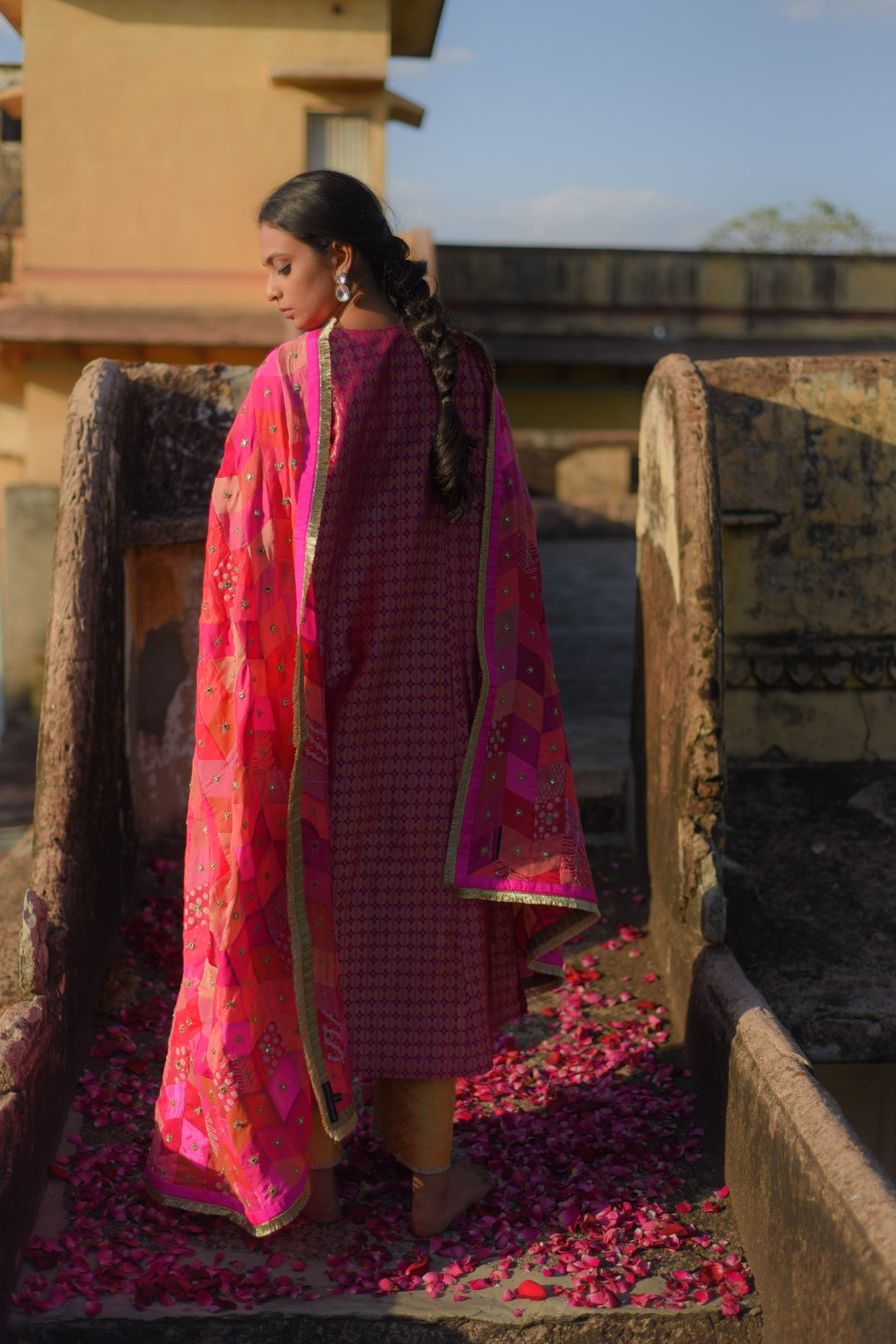 Zera- Pink Upcycled Patchwork Dupatta