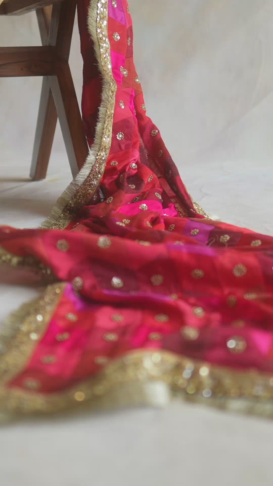 Gulshan- Red and Pink Upcycled Patchwork Dupatta