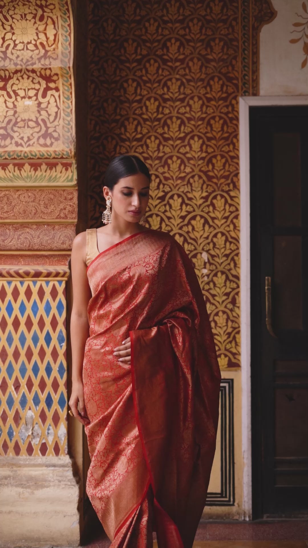 Tara Red- Silk Brocade Banarasi Saree