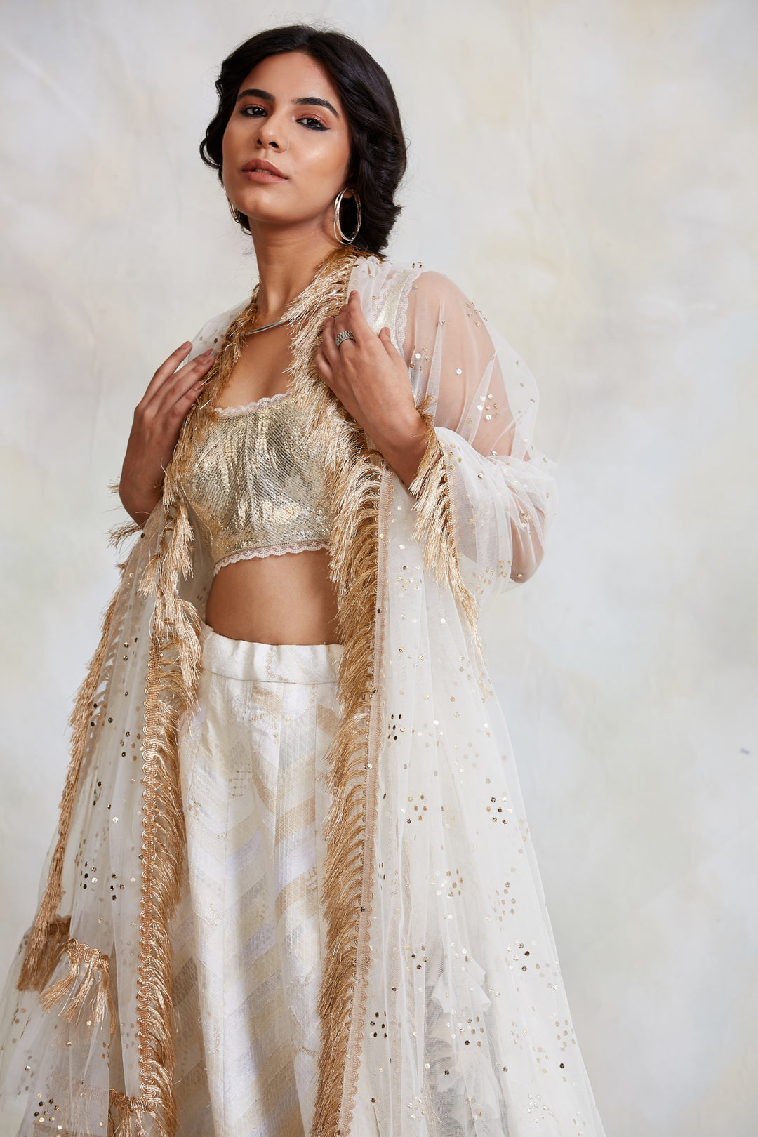 Gule Makhmal- Ivory Upcycled Patchwork Lehenga