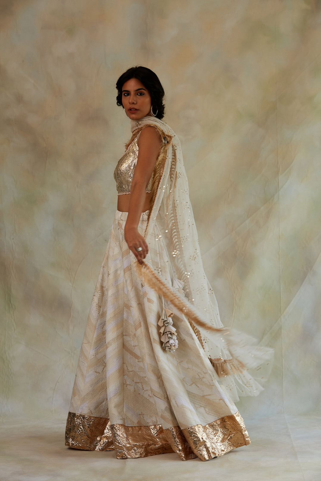 Gule Makhmal- Ivory Upcycled Patchwork Lehenga