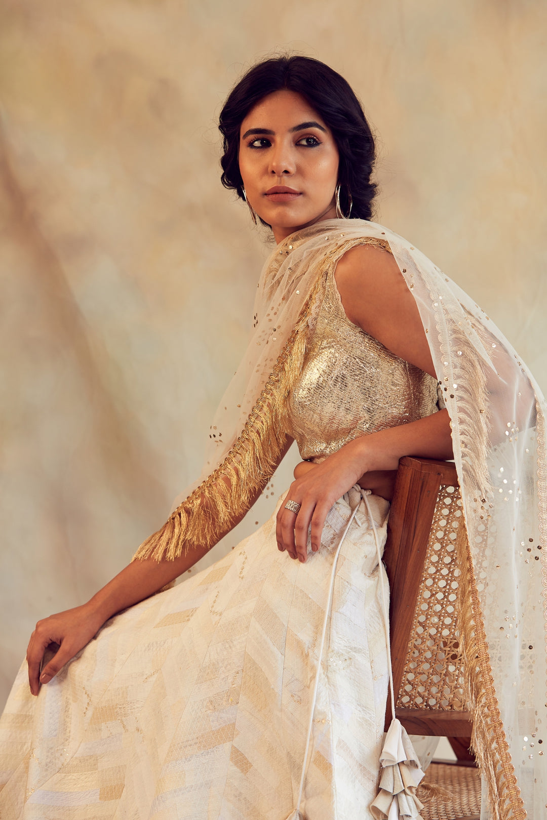 Gule Makhmal- Ivory Upcycled Patchwork Lehenga