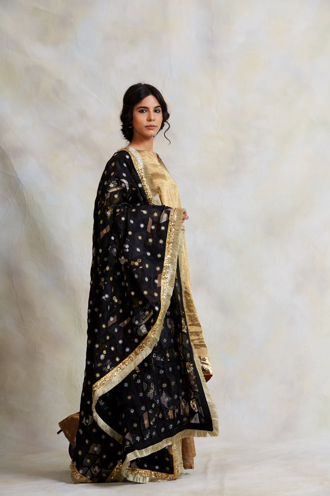 Risay- Black Upcycled Patchwork Dupatta