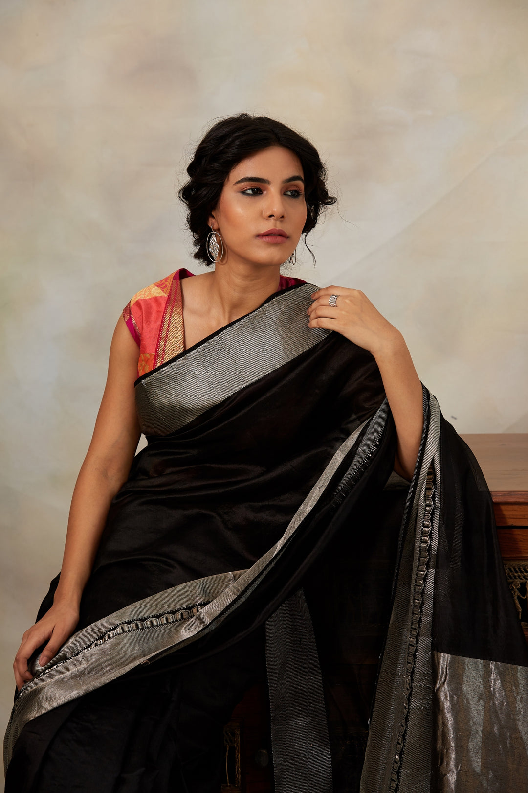 Advika- Black Silk Chanderi Saree